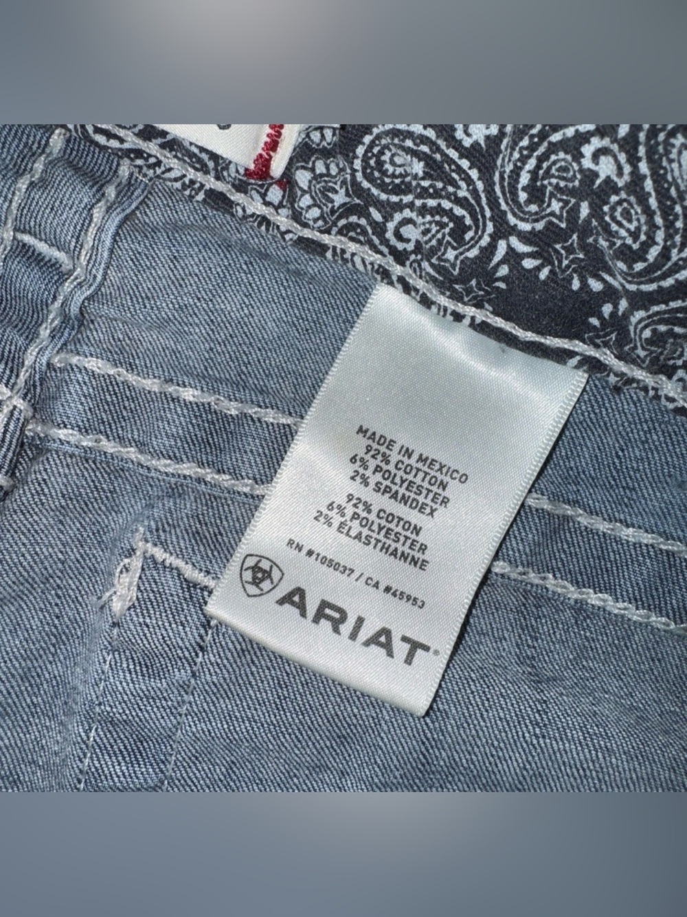 Ariat Real Denim Jeans Size 30x30 Cutoffs Raw Hem Thick Stitch Western Flaws - Picture 6 of 13
